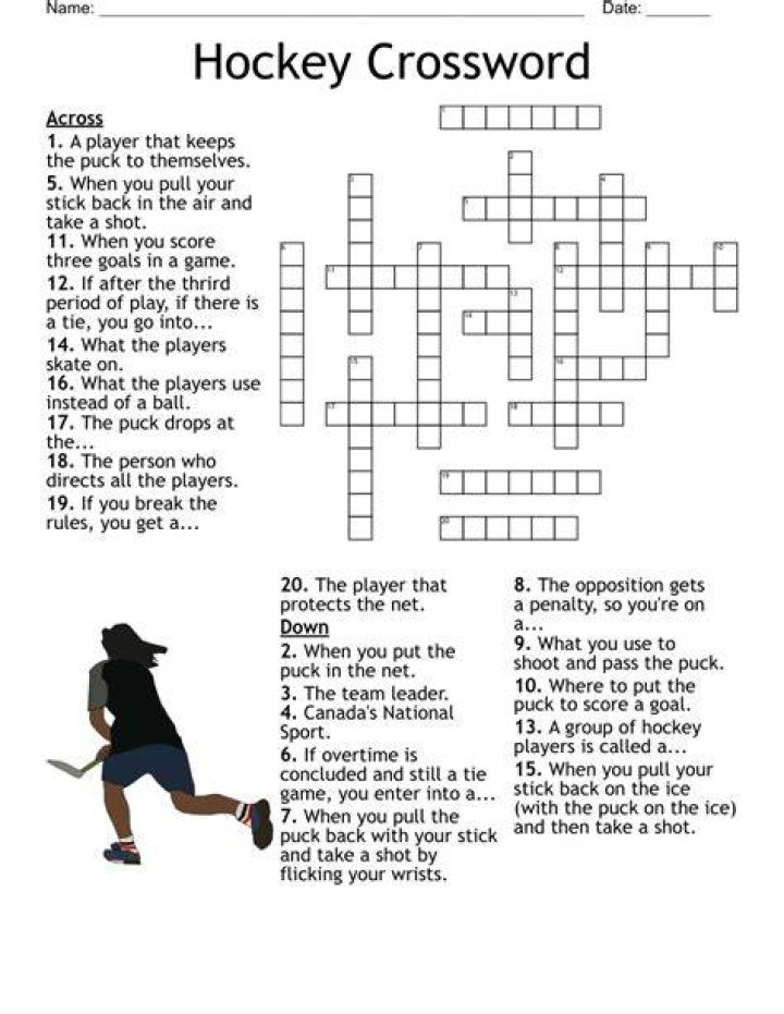 Heavily padded hockey player Crossword Clue
